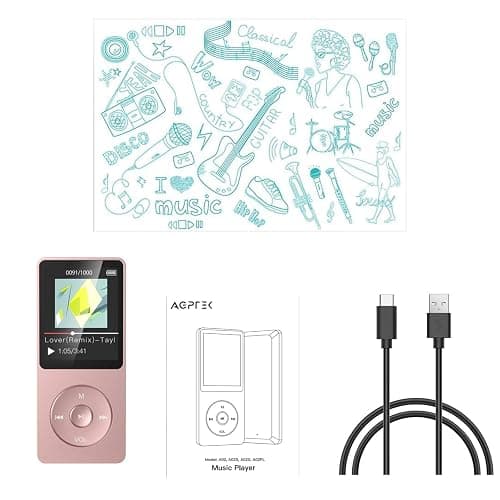 AGPTEK A02PL 64GB MP3 Player, 70 Hours Playback Lossless Sound Music Player, Supports up to 128GB(Rose Gold) thumbnail 8