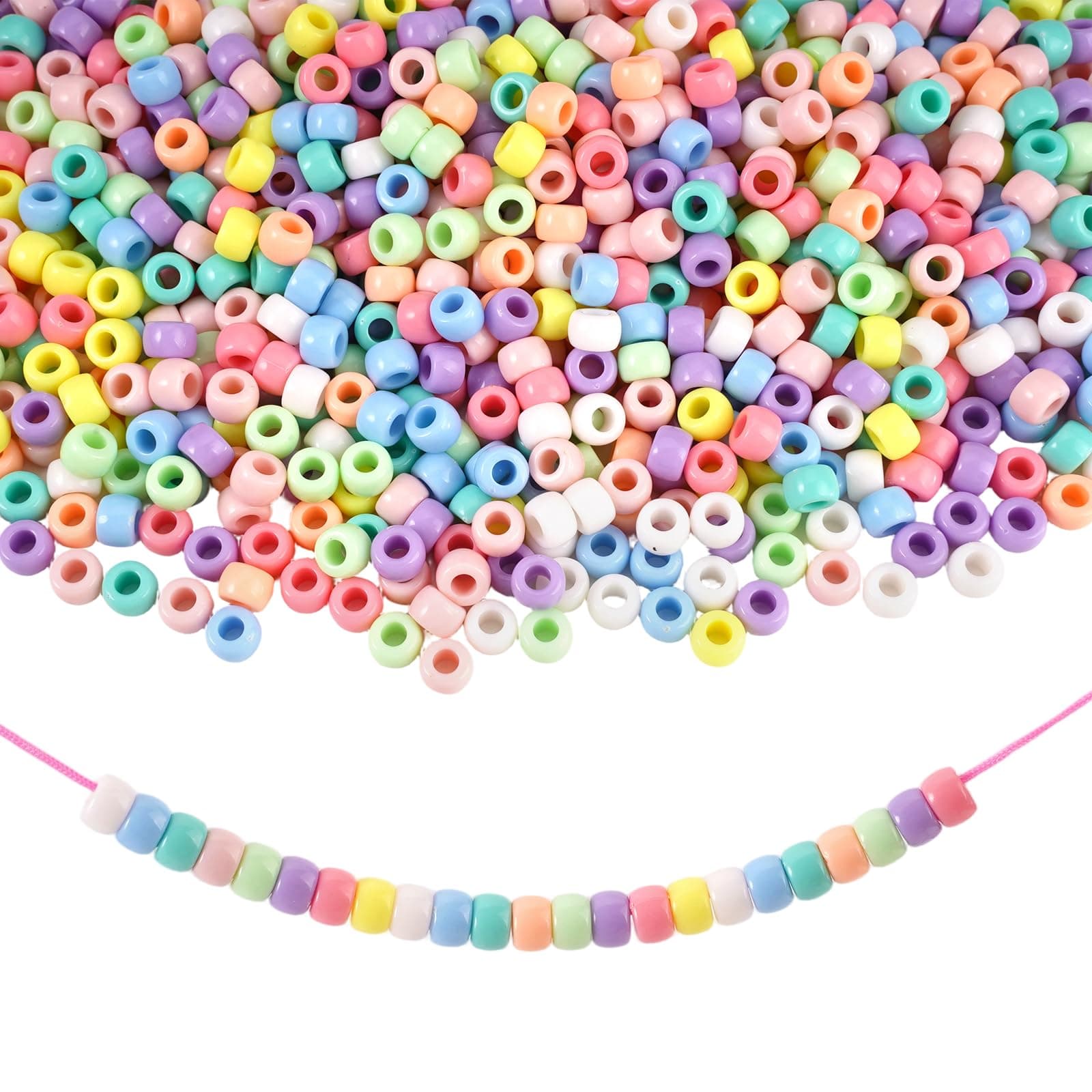 2052 Pieces 8mm Colors Mixing Color Plastic Craft Beads, Colorful Pony Beads Bulk, Beads for Hair Braids, Colorful Pony Beads, Pony Beads, for Necklaces, Hatcheries, Bracelets - Image 1