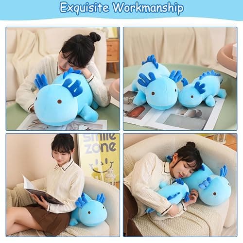 SQEQE Weighted Axolotl Plush Toy, Blue Axolotl Stuffed Animals Cute Plush Pillow, Kawaii Weighted Stuffed Animals Gifts for Girls & Boys Blue 23.6 Inch, 3.1 Lbs thumbnail 5