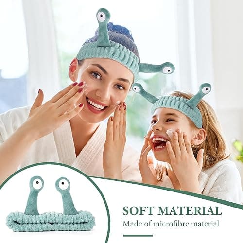 Molain Face Wash Headband, Palm and Snail Spa Hair Bands Makeup Headbands Women Cartoon Cute Coral Fleece Elastic Headband Creative Hair Accessories for Washing Face Shower Sports Beauty Skincare thumbnail 5