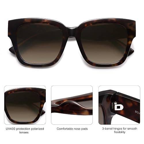 SOJOS Trendy Polarized Square Sunglasses Womens,Retro Oversized Women Thick Sun Glasses SJ2217 thumbnail 4