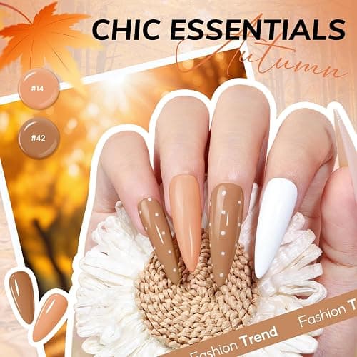 COSCELIA 40pcs Fall Gel Nail Polish Set, 35 Colors Nail Gel polish with 5 Bottles Base and Top Coat White Brown Black Nude Red Orange Fall Winter Colors Nail Art Christmas Gifts for Women Girls thumbnail 3