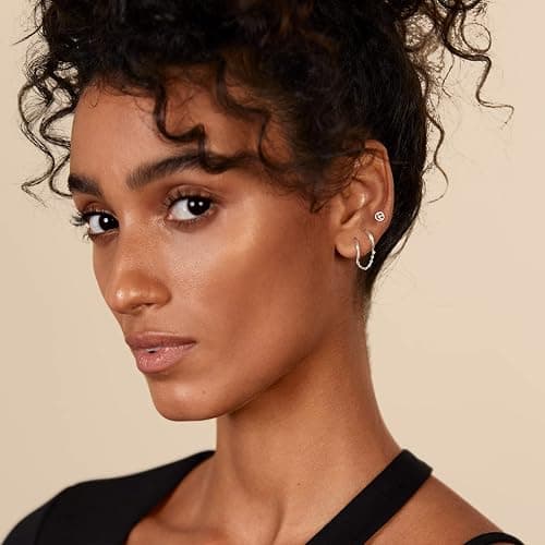 PAVOI 14K Gold Chain Earrings for Women | Double Piercing Dangle Chain Huggie Hoop Earrings | Cubic Zirconia Pearl Stud Ear Cuff Earrings for Women thumbnail 2