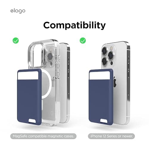 elago Magnetic Wallet Card Holder 2-Cards Compatible with MagSafe for iPhone 16/15/14/13/12 Series - Secure Phone Wallet, Long Last Silicone, Scratch and Damage Protection thumbnail 2