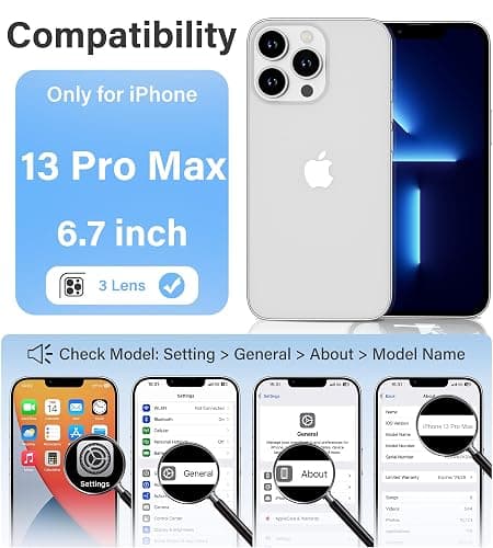 Vakoo Case for iPhone 13 Pro Max | Clear Anti-Yellowing, Hard Back, Military-Grade Drop Protection, Supports Wireless Charging - Transparent thumbnail 2