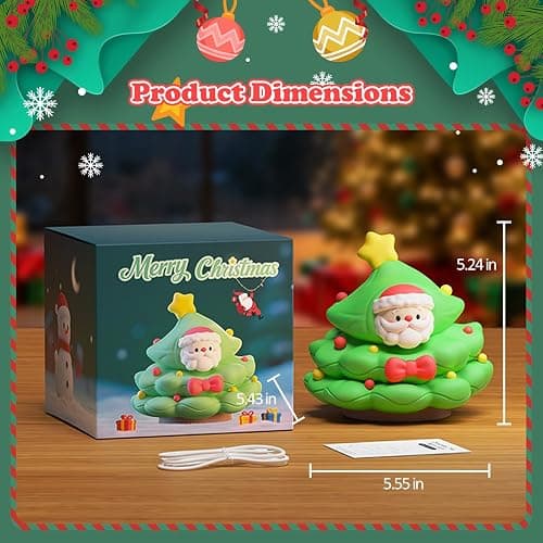 Christmas Tree Night Light for Kids, Soft Silicone Night Light with 30/60min Timer, 3-Level Brightness Dimmable Lamp, LED Rechargeable Lamp for Toddler Boys Girls Room Xmas Decoration (Christmas Tree) thumbnail 7