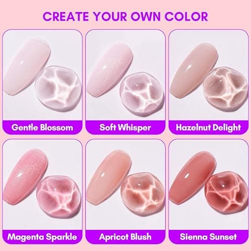 Makartt Gel Nail Polish Set, 6PCS 8ml Natural Nude Jelly Pink Milky White Soak Off UV/LED Gel for DIY Manicure & Nail Art Designs, Home & Salon Use thumbnail 2