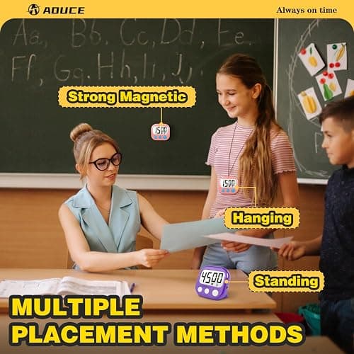 Classroom Timers for Teachers Kids Large Magnetic Digital Timer Teacher Supplies 2 Pack-Pink Purple thumbnail 4