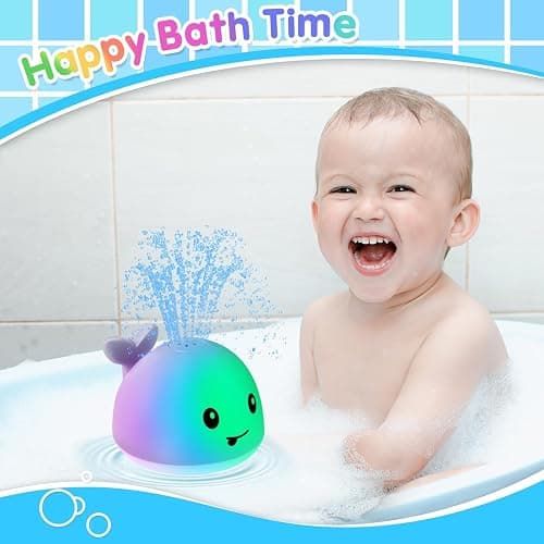 Gigilli Bath Toys for Kids Ages 1-3, Baby Bath Toys 1 2 3 Year Boy Girl Gifts Christmas Stocking Stuffers for Babies 6-12-18 Months Light Up Whale Bath Toy Sprinkler Toddler Birthday Bathtub Water Toy thumbnail 9