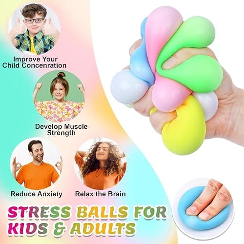 VISCOO 8 Pack Slow Rising Stress Ball,Stress Balls for Adults,Fidget Toys | Hand Therapy Sensory Squishy Ball for Stress Relief, Squishy Toys,Treasure Prize Box Toys for Kids Classroom thumbnail 5