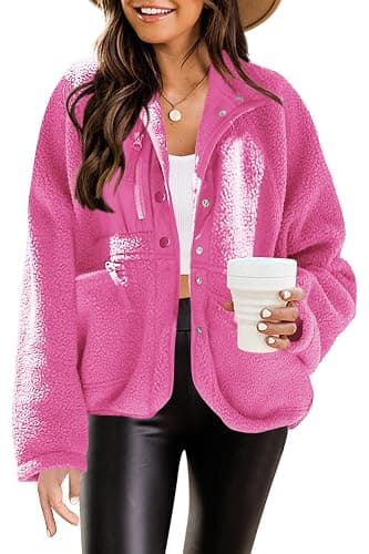 Nirovien Womens Fuzzy Fleece Jacket Button Down Sherpa Coats Casual Winter Warm Outwear with Pockets thumbnail 2