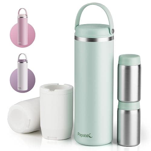 Papablic Innovative 360° CapsuleChill Breastmilk Cooler for 36H Safe Storage, 20oz Stress-Free Portable Breast Milk Chiller with 2pcs Stainless Steel Baby Bottles for Work & Travel, Mint Green - Image 1