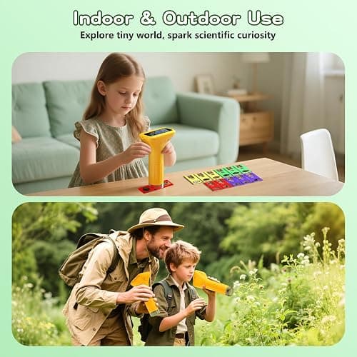 Odatay Microscope for Kids with 12 Slides, Digital Handheld Kids Microscope, Mini Portable Pocket Miniscope Science Toys Gifts for 3+ 4 5 6 7 8 9 10 11 12 Year Old Boys Girls, Orange thumbnail 7
