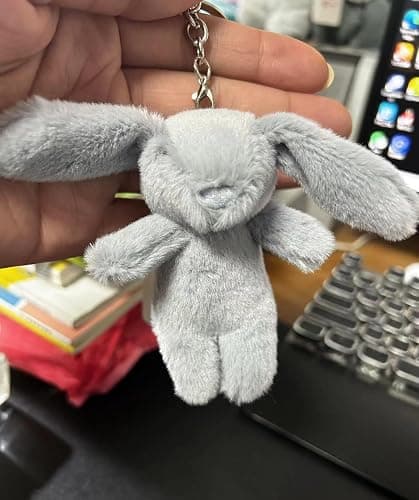 Miokkley Cute Bunny Plush Keychain for Backpack, 3.5" Inch Mini Rabbit Keychain Purse Charm Pendant Gift for Women thumbnail 3