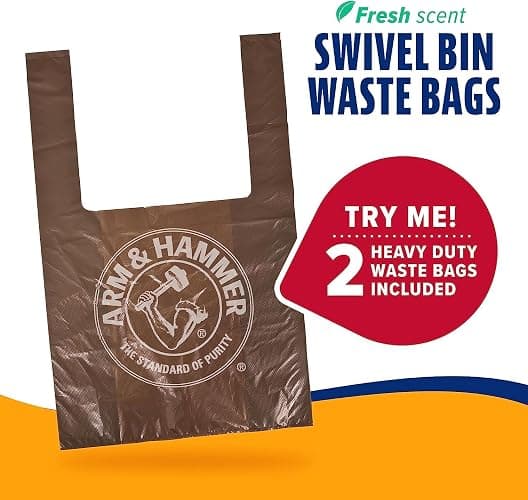 Arm & Hammer Swivel Bin & Rake Dog Pooper Scooper, Includes 2 Waste Bags | Includes 2 Heavy Duty Scented Waste Bags for Easy, No Touch Disposal thumbnail 6