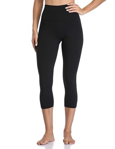 YUNOGA Women's Buttery Soft 21" Inseam Yoga Pants, High Waisted Tummy Control Workout Running Capri Leggings thumbnail 2