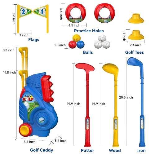 Liberry Toddler Golf Set, Upgraded Kids Golf Cart with Unique Shoulder Strap Design, Indoor Outdoor Sports Toys Gifts for Boys Girls 1 2 3 4 Years Old thumbnail 3