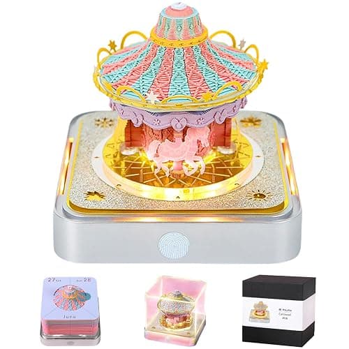 RSLIPIN 3D Memo Pad Time Piece Calendar 2026,3D Art Calendar 2026 Creative Paper Sculpture Carousel Rip Away Calendar Notes - Image 1