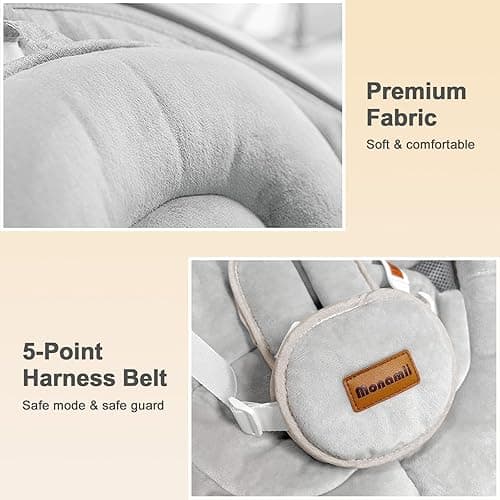 Baby Swings for Infants, Monamii Baby Swing, Bluetooth Infant Swing with Music Speaker, 5 Speeds and Remote Control, Indoor & Outdoor Use (Beige) - Beige thumbnail 5