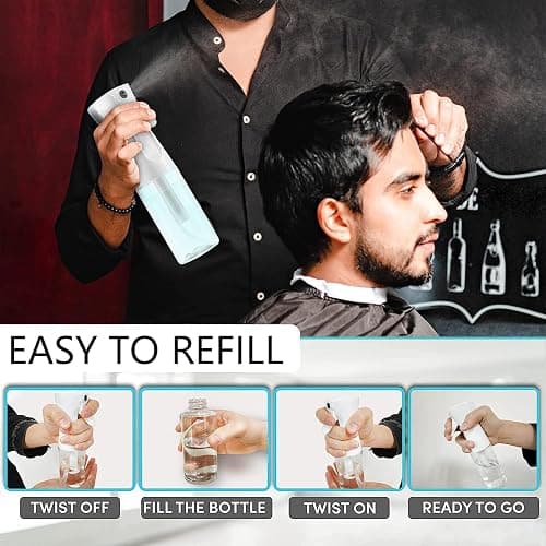 Spray Bottle for Hair 300ml/10.15oz, 2pcs Continuous Spray Bottle Empty Fine Mist Spray Bottles, Leak-Proof Clear Water Mister Spray Bottle for Hair Styling, Plants, Cleaning (2pcs 300ml, White) thumbnail 5