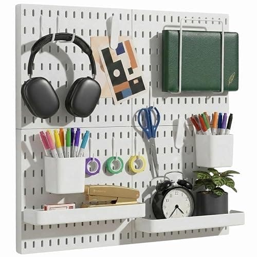 Keepo Pegboard Combination Kit, Pegboards and Accessories Modular Hanging for Wall Organizer, Crafts Organization, Ornaments Display, Nursery Storage, Peg Board (White, 22″×22″) - Image 1