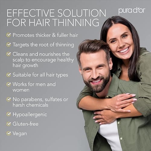 PURA D'OR Anti-Thinning Biotin Shampoo & Deep Moisturizing Conditioner Original Gold Label Set (16oz x2) Natural Earthy Scent, CLINICALLY TESTED Effective Results, Hair Thickening Product, Women & Men thumbnail 6