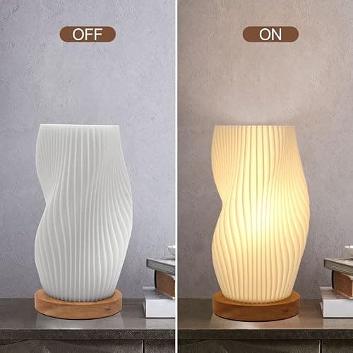Zenply Dimmable Novelty Small Table Lamp for Bedroom, Vintage Style Striped Night Light, Mini Bedside Lamp for Small Space, Kids Room, Office, Dorm thumbnail 7