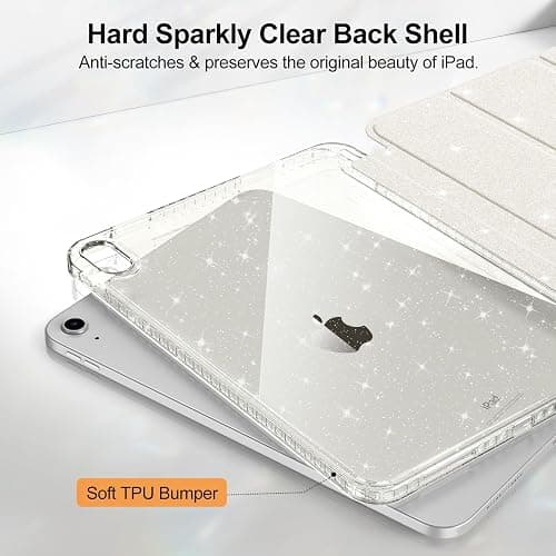 Fintie Slim Case for iPad (A16) 11th Generation 11 Inch (2025), iPad 10th Generation 10.9 Inch (2022) - Glittering Sparkly Shockproof Cover with Shiny Clear Back Shell & Pencil Holder, Starlight thumbnail 4