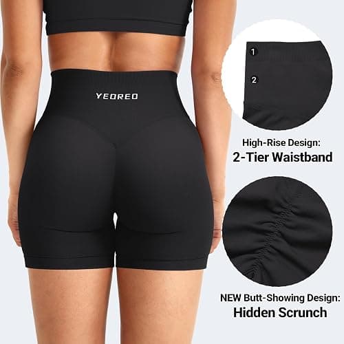 YEOREO Workout Shorts Womens Butt Lifting 4.5" Seamless Hidden Scrunch High Waist Gym Tummy Control Christiy Biker Shorts thumbnail 3