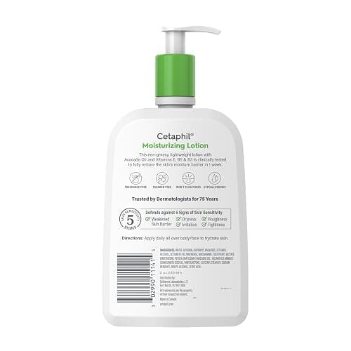 Cetaphil Face & Body Moisturizer, Hydrating Moisturizing Lotion for All Skin Types, Suitable for Sensitive Skin, NEW 20 oz, Fragrance Free, Hypoallergenic, Non-Comedogenic thumbnail 8