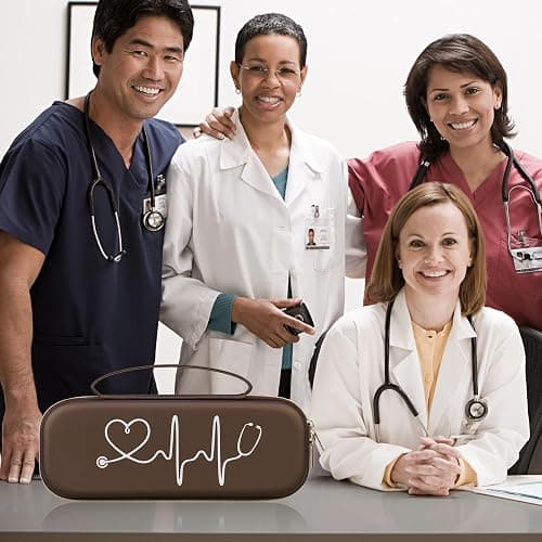 BOVKE Stethoscope Case for 3M Littmann Classic III Monitoring, Lightweight II S.E, MDF Acoustica Deluxe Stethoscopes - Extra Room for Medical Bandage Scissors EMT Trauma Shear and LED Penlights, Brown thumbnail 7