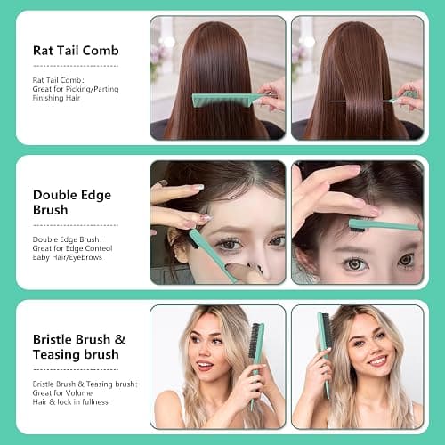Curl Defining Brush, Curly Hair Brush, Slick Back Hair Brush, For Combing and Shaping Curls in All Hairstyles to Reduce Pulling (Green) thumbnail 4