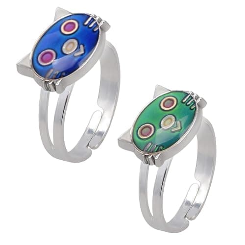 Carykon 2 PCS Oval Mood Ring Retro Style Adjustable Finger Ring For lovers Friends-One size fits all - Image 1