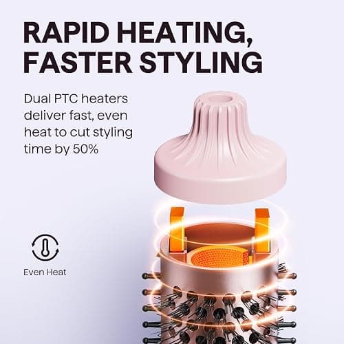 Wavytalk Thermobürste, Thermal Brush Blowout Boost Ionische Lockenbürste, Macht Haar Glatt und Glänzend, 5 Temperaturstufen, Haar schonend, 38mm Fass, Doppelspannung, Eurostecker, Sakura Rosa thumbnail 7