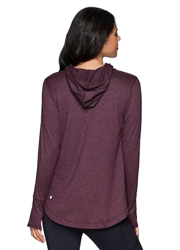 RBX Active Women's Fashion Yoga Long Sleeve Soft Lightweight Hoodie Pullover Top - Large - Plum Heather thumbnail 2