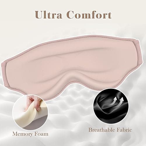 Fygrip 3D Eye Mask Sleep Mask for Men & Women, 100% Pressure-Free & Light Block-Out Eye Mask for Sleep with Easy Adjustable Strap, Night Eye Cover for Travel, Pink thumbnail 5