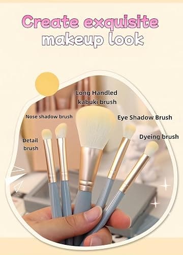 5-Piece Professional Makeup Brush Set with Mirror & Travel Case Hypoallergenic Vegan Bristles for Sensitive Skin Luxury Gift-Ready Box, Portable Cosmetic Kit for Brides, Travel, On-the-Go Touchups (1) thumbnail 3