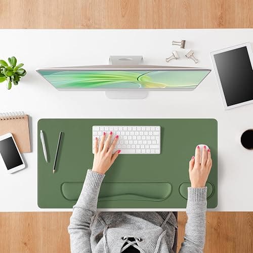 Carethos Green Desk Pad and Keyboard Wrist Rest, 3in1 Mousepad + Keyboard Wrist Rest+Mouse Wrist Rest for Home Office Table Computer Cover. (31.5×15.7,Green) thumbnail 6