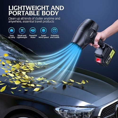 980,000 RPM Cordless Leaf Blower - 21V Electric Handheld Leaf Blower with 2×4.0Ah Batteries & Fast Charger - Lightweight for Patio, Lawn, Yard, Deck Cleaning - Light Black thumbnail 5