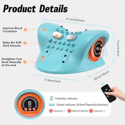 Upgraded 3-in-1 Shiatsu Neck and Back Massager with Heat,Rechargeable Portable Neck Massager,3 Adjustable Modes with Remote Control,26° Angle Cervical Traction Device for Back,Shoulder a Great Present thumbnail 7