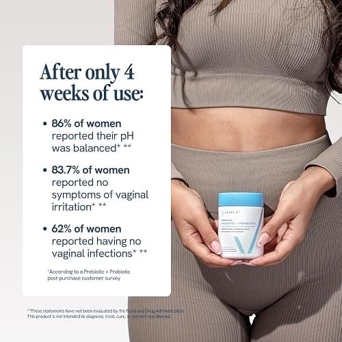 Happy V Dr. Formulated Vaginal Probiotics for Women Odor & Itch Support, Urinary & Gut Health, pH Balance | Womens Daily Probiotic with Patented Prebiotics & Lactobacillus for Feminine Wellness thumbnail 9