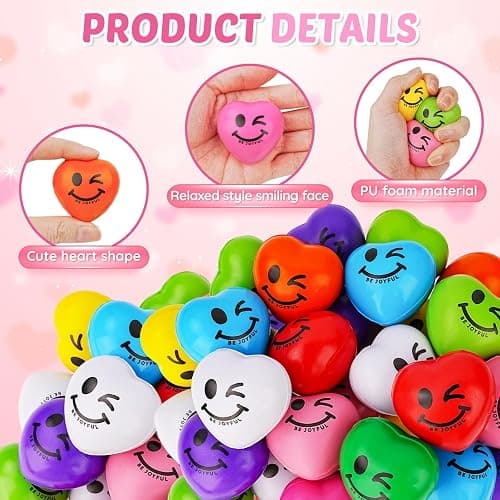 SHQDD Stress Balls, 100PCS Heart Stress Balls for Adults & Kids, Mini Foam Ball Stress Relief Toys, Fidget Anxiety & Anger Relief at Work/School/Home, Employee Benefits, Student Prizes, Party Favors thumbnail 4