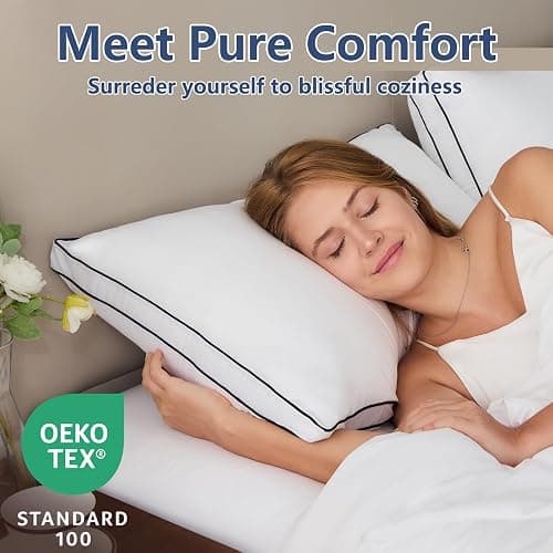 CozyLux Pillows Queen Size Set of 2, Soft and Supportive 3D Down Alternative Bed Pillow for Sleeping 2 Pack White, Luxury Hotel Quality Gusseted Bedding Pillow for Back, Stomach or Side Sleepers 18x28 thumbnail 3