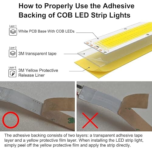 AXMOTUT COB LED Strip Light Warm White, High Bright LED Strips with 2400LEDs, RF Remote and UL Power Supply, 3000K Dimmable LED Lights for Bedroom, Kitchen, DIY Home Decoration thumbnail 7