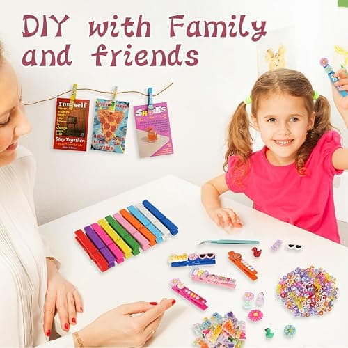 SKDTAZRZ Cheer Pins Spirit Clips - 100 Wooden Colored Clothes Pins with Glue & Tools,Cheer Pin Kit 180 Mini Bows Ducks Daisy Balls 300 Letters 4 Stickers, DIY Custom Pins Cheerleading Gifts thumbnail 6