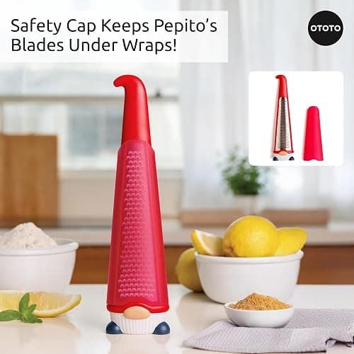 OTOTO Grater - Stainless Steel, BPA Free, Dishwasher Safe, Fun Kitchen Gadget, Vegetable Shredder, Cute Kitchen Gifts & Accessories (Pepito Gnome Grater, Red) thumbnail 7