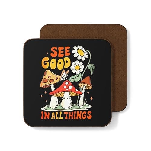 Mushroom Coaster Set - See Good in All Things, Eco-Friendly Decor, Gift for Nature Lovers, Kitchen Accessories thumbnail 4