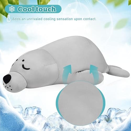 My OLi 24'' Seal Cooling Stuffed Animal Huggy Animal Cooling Pillow | Coolable Stuffed Seal Pillow Soft Toy Plush Hugging Pillow Plush Toys Gift for Kids Adults Friend Family thumbnail 5