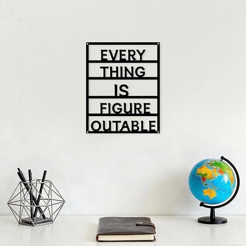 Yuzhuo Metal Everything is Figureoutable Inspirational Wall Art Positive Affirmations Wall Decor, Motivational Wall Art for Home Office Classroom, 10.5x13 Inch Black thumbnail 3