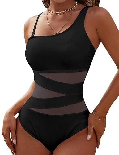 Blooming Jelly Women's Sexy One Piece Bathing Suits Slimming Mesh Swimwear One Shoulder Swimsuits for Women 2026 - Image 1